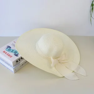 Straw Hat with Pretty Bow Floppy Panama Hat